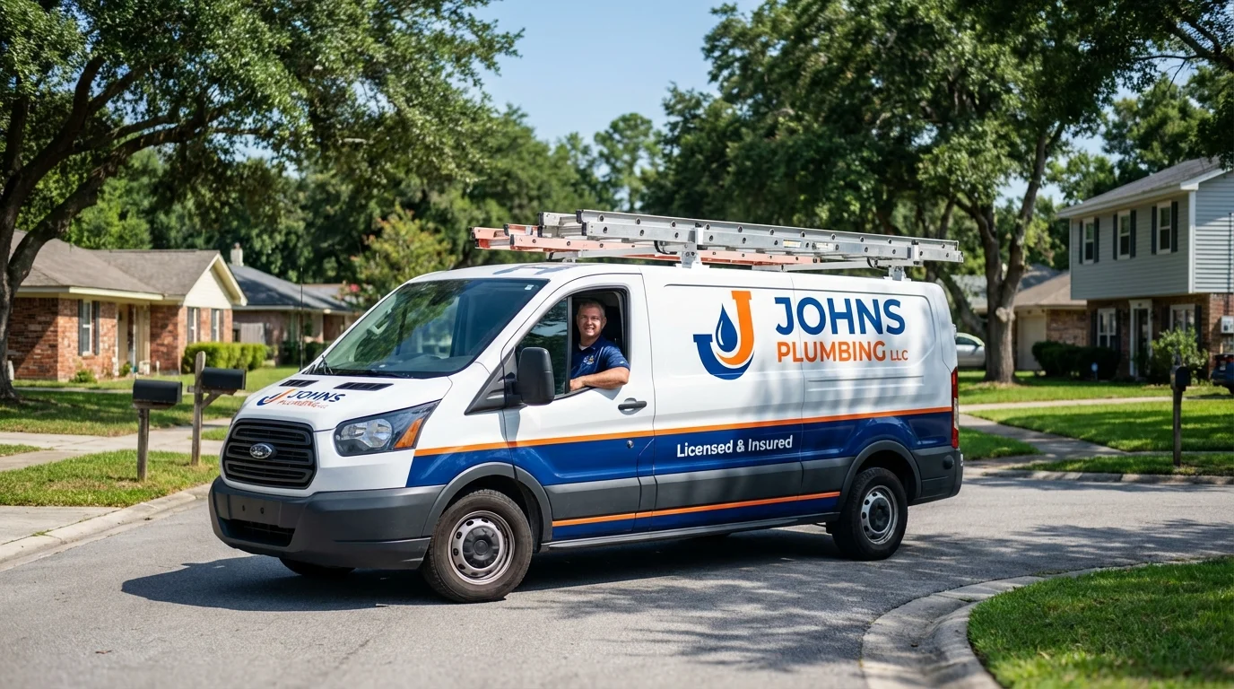 Johns Plumbing LLC service van in Lake Nebagamon, WI