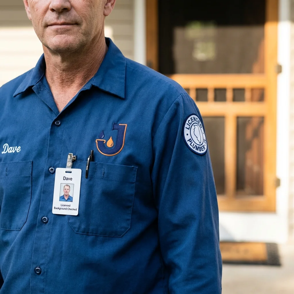 Licensed plumber showing ID badge in Lake Nebagamon, WI