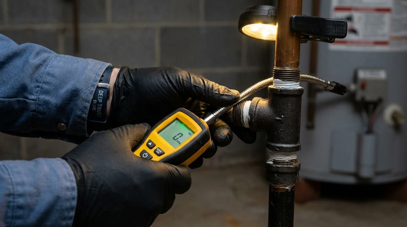 Gas leak detection with electronic sniffer by Johns Plumbing LLC in Lake Nebagamon