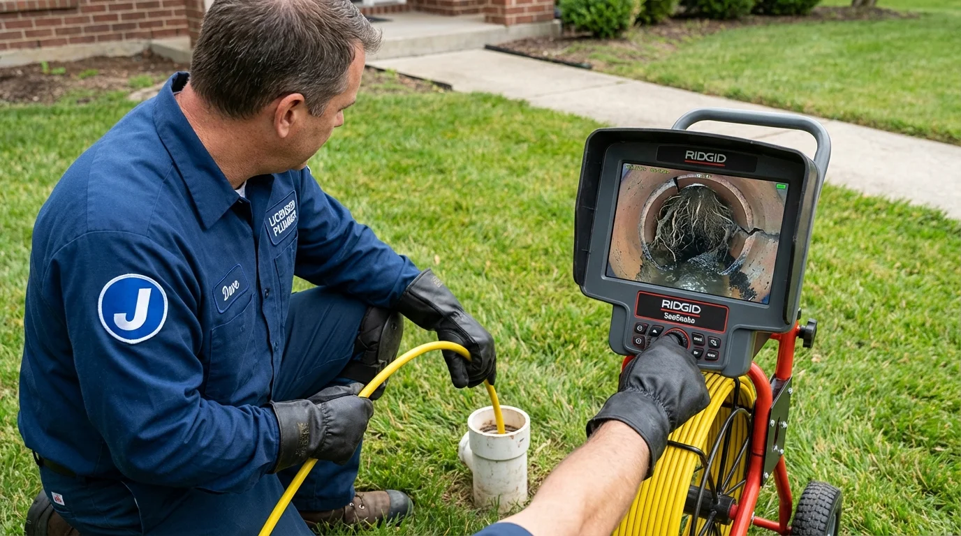 Sewer camera inspection being performed by Johns Plumbing LLC in Lake Nebagamon